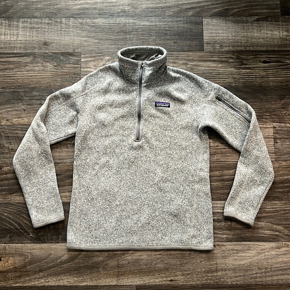 Patagonia Womens Better Sweater Quarter Zip Fleece Pullover in Birch White Small